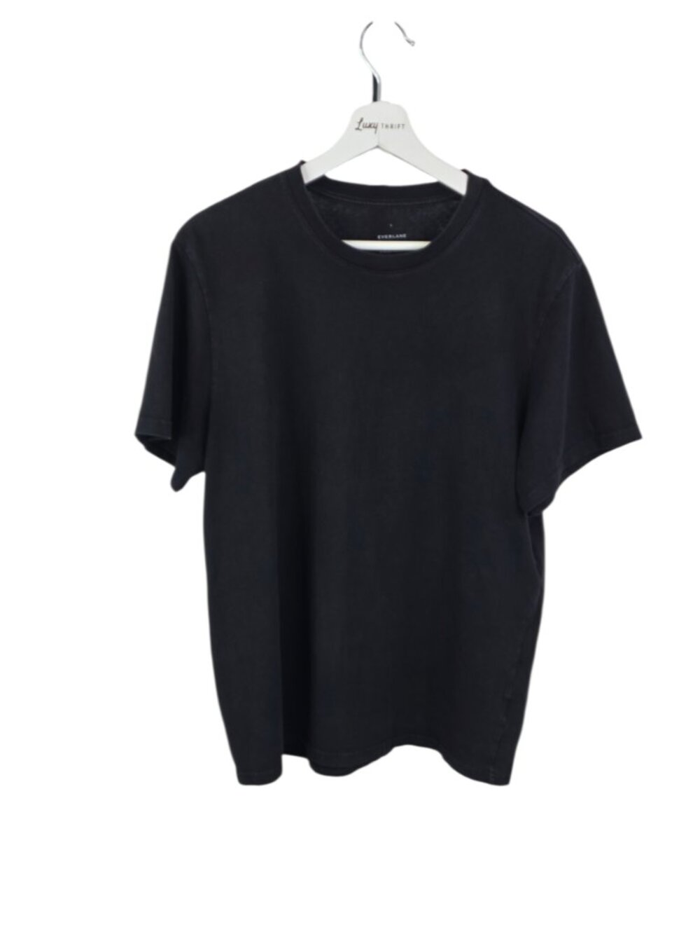 Everlane Men's 100% Organic Cotton Short Sleeve Shirt, Black, Basic, Size L